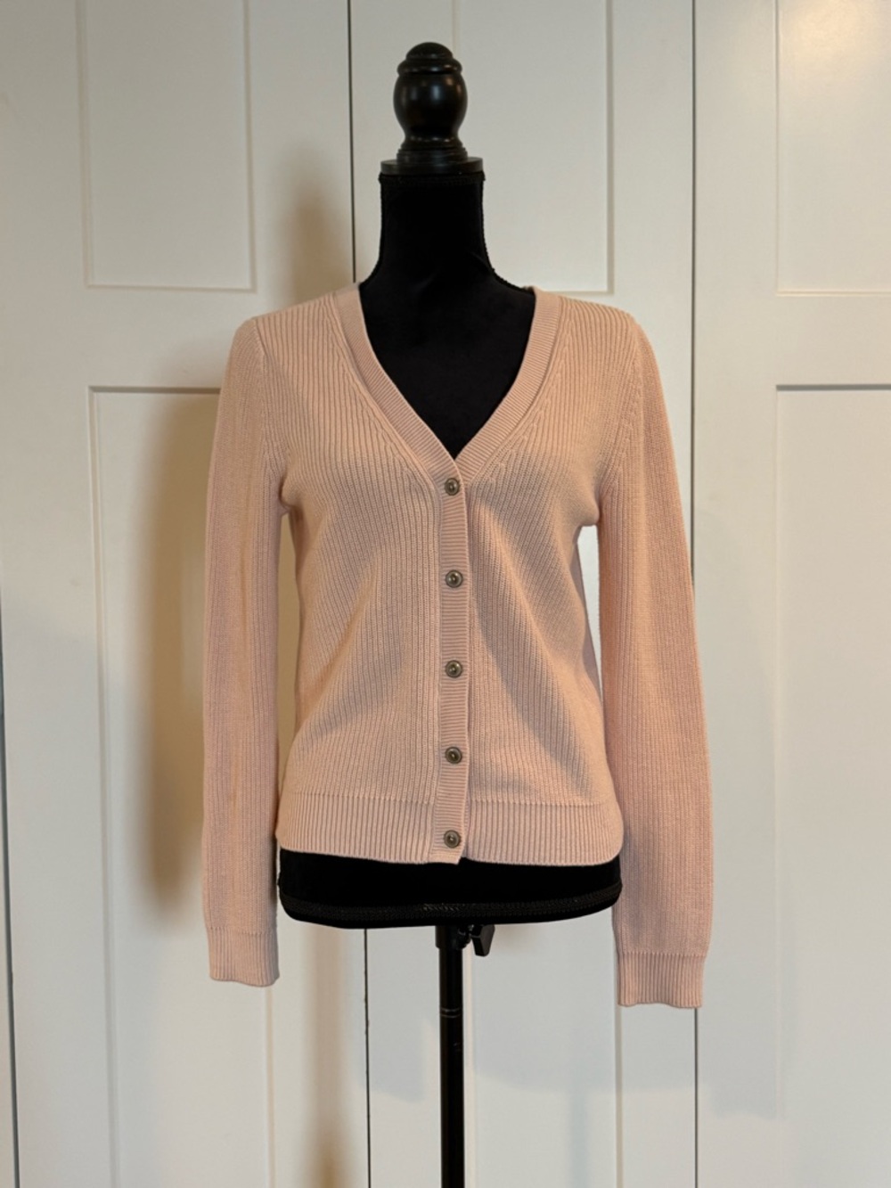 CAbi Light Pink V-Neck Button-Front Cardigan